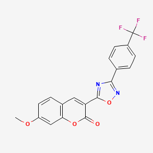 molecular formula C19H11F3N2O4 B6419565 7-methoxy-3-{3-[4-(trifluoromethyl)phenyl]-1,2,4-oxadiazol-5-yl}-2H-chromen-2-one CAS No. 1088191-11-0