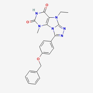 molecular formula C22H20N6O3 B6419609 3-[4-(benzyloxy)phenyl]-9-ethyl-5-methyl-5H,6H,7H,8H,9H-[1,2,4]triazolo[3,4-h]purine-6,8-dione CAS No. 1040663-17-9