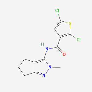 molecular formula C12H11Cl2N3OS B6419613 2,5-dichloro-N-{2-methyl-2H,4H,5H,6H-cyclopenta[c]pyrazol-3-yl}thiophene-3-carboxamide CAS No. 1040639-05-1