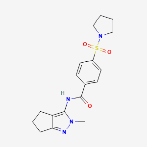 molecular formula C18H22N4O3S B6419617 N-{2-methyl-2H,4H,5H,6H-cyclopenta[c]pyrazol-3-yl}-4-(pyrrolidine-1-sulfonyl)benzamide CAS No. 1040638-57-0