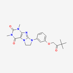 molecular formula C21H25N5O4 B6419635 8-[3-(3,3-dimethyl-2-oxobutoxy)phenyl]-1,3-dimethyl-1H,2H,3H,4H,6H,7H,8H-imidazo[1,2-g]purine-2,4-dione CAS No. 1021208-91-2