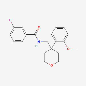 3-fluoro-N-{[4-(2-methoxyphenyl)oxan-4-yl]methyl}benzamide