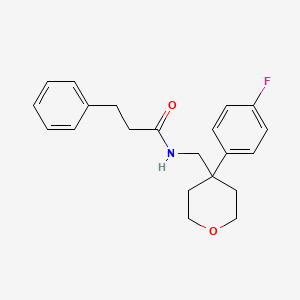 molecular formula C21H24FNO2 B6419658 N-{[4-(4-fluorophenyl)oxan-4-yl]methyl}-3-phenylpropanamide CAS No. 1091171-72-0