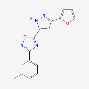 molecular formula C16H12N4O2 B6419677 5-[3-(furan-2-yl)-1H-pyrazol-5-yl]-3-(3-methylphenyl)-1,2,4-oxadiazole CAS No. 1239693-27-6