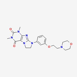 molecular formula C21H26N6O4 B6419697 1,3-dimethyl-8-{3-[2-(morpholin-4-yl)ethoxy]phenyl}-1H,2H,3H,4H,6H,7H,8H-imidazo[1,2-g]purine-2,4-dione CAS No. 1021211-70-0