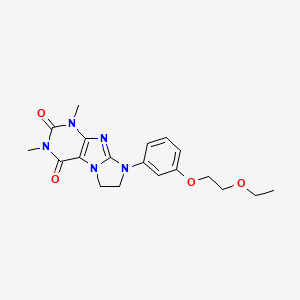 molecular formula C19H23N5O4 B6419703 8-[3-(2-ethoxyethoxy)phenyl]-1,3-dimethyl-1H,2H,3H,4H,6H,7H,8H-imidazo[1,2-g]purine-2,4-dione CAS No. 1021211-66-4