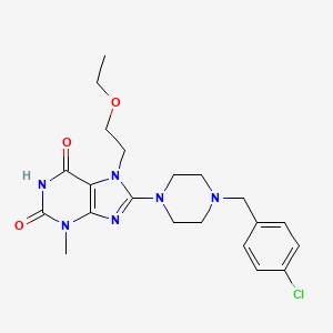 molecular formula C21H27ClN6O3 B6419724 8-{4-[(4-chlorophenyl)methyl]piperazin-1-yl}-7-(2-ethoxyethyl)-3-methyl-2,3,6,7-tetrahydro-1H-purine-2,6-dione CAS No. 878432-90-7