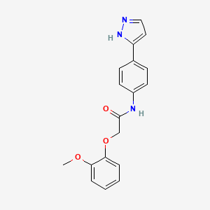 molecular formula C18H17N3O3 B6419766 2-(2-methoxyphenoxy)-N-[4-(1H-pyrazol-3-yl)phenyl]acetamide CAS No. 1206991-85-6
