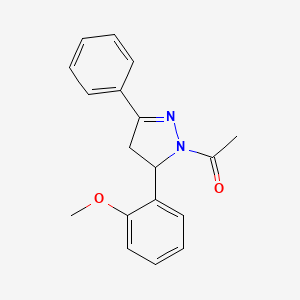molecular formula C18H18N2O2 B6419771 1-[5-(2-methoxyphenyl)-3-phenyl-4,5-dihydro-1H-pyrazol-1-yl]ethan-1-one CAS No. 394225-53-7