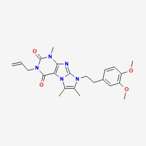 molecular formula C23H27N5O4 B6419811 8-[2-(3,4-dimethoxyphenyl)ethyl]-1,6,7-trimethyl-3-(prop-2-en-1-yl)-1H,2H,3H,4H,8H-imidazo[1,2-g]purine-2,4-dione CAS No. 900268-37-3