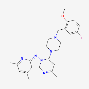 molecular formula C24H27FN6O B6419832 6-{4-[(5-fluoro-2-methoxyphenyl)methyl]piperazin-1-yl}-4,11,13-trimethyl-3,7,8,10-tetraazatricyclo[7.4.0.0^{2,7}]trideca-1,3,5,8,10,12-hexaene CAS No. 896821-90-2