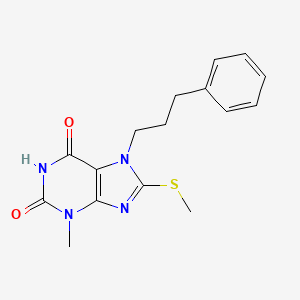 molecular formula C16H18N4O2S B6419841 3-methyl-8-(methylsulfanyl)-7-(3-phenylpropyl)-2,3,6,7-tetrahydro-1H-purine-2,6-dione CAS No. 313470-27-8