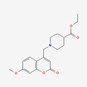 molecular formula C19H23NO5 B6419873 ethyl 1-[(7-methoxy-2-oxo-2H-chromen-4-yl)methyl]piperidine-4-carboxylate CAS No. 847751-10-4