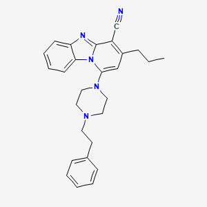 molecular formula C27H29N5 B6419875 13-[4-(2-phenylethyl)piperazin-1-yl]-11-propyl-1,8-diazatricyclo[7.4.0.0^{2,7}]trideca-2(7),3,5,8,10,12-hexaene-10-carbonitrile CAS No. 443332-51-2