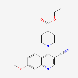 molecular formula C19H21N3O3 B6419981 ethyl 1-(3-cyano-7-methoxyquinolin-4-yl)piperidine-4-carboxylate CAS No. 1040653-20-0