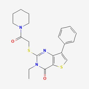 molecular formula C21H23N3O2S2 B6419985 3-ethyl-2-{[2-oxo-2-(piperidin-1-yl)ethyl]sulfanyl}-7-phenyl-3H,4H-thieno[3,2-d]pyrimidin-4-one CAS No. 1040636-05-2