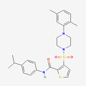 molecular formula C26H31N3O3S2 B6419993 3-{[4-(2,5-dimethylphenyl)piperazin-1-yl]sulfonyl}-N-[4-(propan-2-yl)phenyl]thiophene-2-carboxamide CAS No. 1040642-10-1