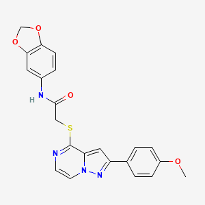 molecular formula C22H18N4O4S B6420027 N-(2H-1,3-benzodioxol-5-yl)-2-{[2-(4-methoxyphenyl)pyrazolo[1,5-a]pyrazin-4-yl]sulfanyl}acetamide CAS No. 1021255-65-1