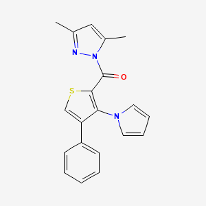 molecular formula C20H17N3OS B6420044 3,5-dimethyl-1-[4-phenyl-3-(1H-pyrrol-1-yl)thiophene-2-carbonyl]-1H-pyrazole CAS No. 1171442-22-0