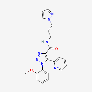 molecular formula C21H21N7O2 B6420081 1-(2-methoxyphenyl)-N-[3-(1H-pyrazol-1-yl)propyl]-5-(pyridin-2-yl)-1H-1,2,3-triazole-4-carboxamide CAS No. 1396843-22-3