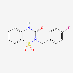 molecular formula C14H11FN2O3S B6420091 2-[(4-fluorophenyl)methyl]-3,4-dihydro-2H-1lambda6,2,4-benzothiadiazine-1,1,3-trione CAS No. 941944-75-8