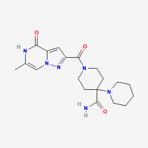 molecular formula C19H26N6O3 B6420101 1'-{6-methyl-4-oxo-4H,5H-pyrazolo[1,5-a]pyrazine-2-carbonyl}-[1,4'-bipiperidine]-4'-carboxamide CAS No. 1795435-44-7