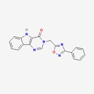 molecular formula C19H13N5O2 B6420195 3-[(3-phenyl-1,2,4-oxadiazol-5-yl)methyl]-3H,4H,5H-pyrimido[5,4-b]indol-4-one CAS No. 1110996-12-7