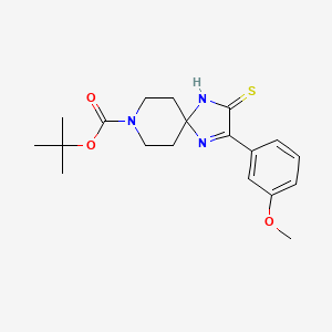 tert-butyl 2-(3-methoxyphenyl)-3-sulfanylidene-1,4,8-triazaspiro[4.5]dec-1-ene-8-carboxylate