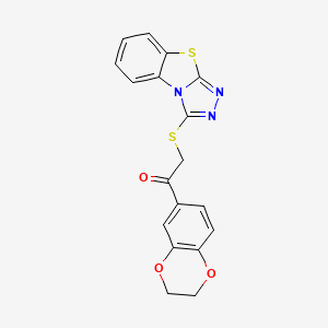 molecular formula C18H13N3O3S2 B6420305 1-(2,3-dihydro-1,4-benzodioxin-6-yl)-2-{7-thia-2,4,5-triazatricyclo[6.4.0.0^{2,6}]dodeca-1(8),3,5,9,11-pentaen-3-ylsulfanyl}ethan-1-one CAS No. 307512-54-5