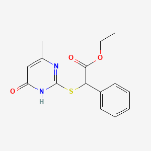 molecular formula C15H16N2O3S B6420383 ethyl 2-[(4-hydroxy-6-methylpyrimidin-2-yl)sulfanyl]-2-phenylacetate CAS No. 108207-46-1