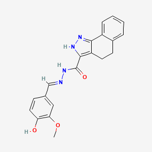 molecular formula C20H18N4O3 B6420390 N'-[(1E)-(4-hydroxy-3-methoxyphenyl)methylidene]-1H,4H,5H-benzo[g]indazole-3-carbohydrazide CAS No. 307323-89-3