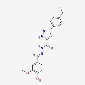 molecular formula C20H20N4O3 B6420408 3-(4-ethylphenyl)-N'-[(1E)-(4-hydroxy-3-methoxyphenyl)methylidene]-1H-pyrazole-5-carbohydrazide CAS No. 488114-26-7