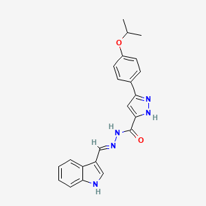 molecular formula C22H21N5O2 B6420423 N'-[(1E)-(1H-indol-3-yl)methylidene]-3-[4-(propan-2-yloxy)phenyl]-1H-pyrazole-5-carbohydrazide CAS No. 1284270-27-4