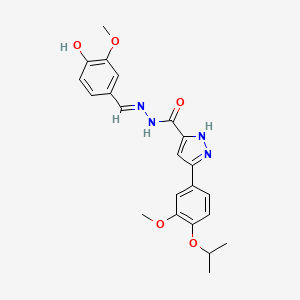 molecular formula C22H24N4O5 B6420426 N'-[(1E)-(4-hydroxy-3-methoxyphenyl)methylidene]-3-[3-methoxy-4-(propan-2-yloxy)phenyl]-1H-pyrazole-5-carbohydrazide CAS No. 1285603-99-7