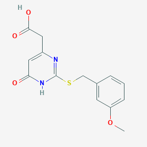 molecular formula C14H14N2O4S B6420439 2-(2-{[(3-methoxyphenyl)methyl]sulfanyl}-6-oxo-1,6-dihydropyrimidin-4-yl)acetic acid CAS No. 1105191-43-2