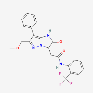 molecular formula C22H19F3N4O3 B6420442 2-[6-(methoxymethyl)-2-oxo-7-phenyl-1H,2H,3H-pyrazolo[1,5-a]imidazol-3-yl]-N-[2-(trifluoromethyl)phenyl]acetamide CAS No. 1421473-18-8