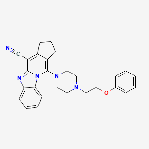 molecular formula C27H27N5O B6420461 16-[4-(2-phenoxyethyl)piperazin-1-yl]-1,8-diazatetracyclo[7.7.0.0^{2,7}.0^{11,15}]hexadeca-2(7),3,5,8,10,15-hexaene-10-carbonitrile CAS No. 384349-93-3