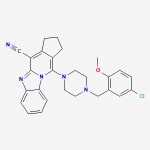 16-{4-[(5-chloro-2-methoxyphenyl)methyl]piperazin-1-yl}-1,8-diazatetracyclo[7.7.0.0^{2,7}.0^{11,15}]hexadeca-2(7),3,5,8,10,15-hexaene-10-carbonitrile