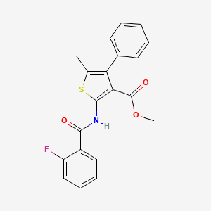 molecular formula C20H16FNO3S B6420471 methyl 2-(2-fluorobenzamido)-5-methyl-4-phenylthiophene-3-carboxylate CAS No. 496028-17-2