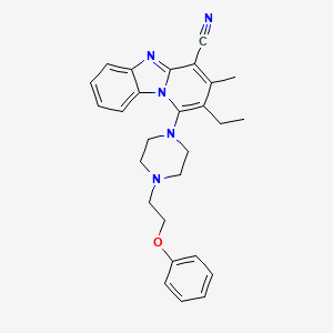 12-ethyl-11-methyl-13-[4-(2-phenoxyethyl)piperazin-1-yl]-1,8-diazatricyclo[7.4.0.0^{2,7}]trideca-2(7),3,5,8,10,12-hexaene-10-carbonitrile