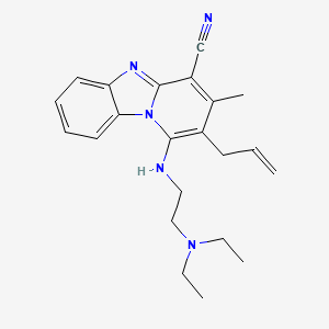 molecular formula C22H27N5 B6420480 13-{[2-(diethylamino)ethyl]amino}-11-methyl-12-(prop-2-en-1-yl)-1,8-diazatricyclo[7.4.0.0^{2,7}]trideca-2(7),3,5,8,10,12-hexaene-10-carbonitrile CAS No. 612037-51-1