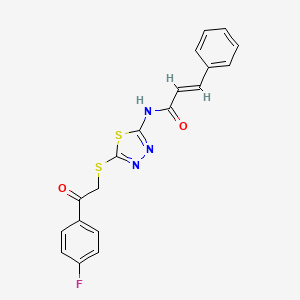 molecular formula C19H14FN3O2S2 B6420484 (2E)-N-(5-{[2-(4-fluorophenyl)-2-oxoethyl]sulfanyl}-1,3,4-thiadiazol-2-yl)-3-phenylprop-2-enamide CAS No. 496775-84-9
