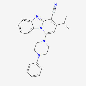 molecular formula C25H25N5 B6420498 13-(4-phenylpiperazin-1-yl)-11-(propan-2-yl)-1,8-diazatricyclo[7.4.0.0^{2,7}]trideca-2(7),3,5,8,10,12-hexaene-10-carbonitrile CAS No. 612523-42-9
