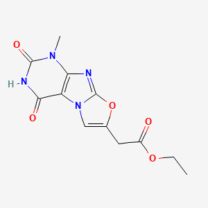 molecular formula C12H12N4O5 B6420514 ethyl 2-{1-methyl-2,4-dioxo-1H,2H,3H,4H-[1,3]oxazolo[3,2-g]purin-7-yl}acetate CAS No. 2548994-35-8