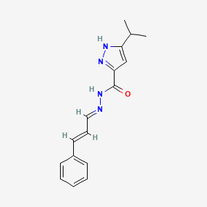 molecular formula C16H18N4O B6420549 N'-[(1E,2E)-3-phenylprop-2-en-1-ylidene]-3-(propan-2-yl)-1H-pyrazole-5-carbohydrazide CAS No. 307975-75-3