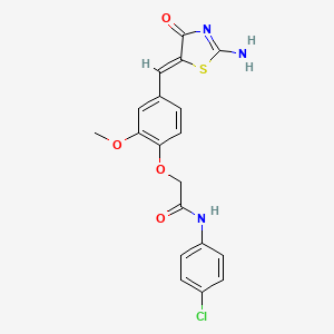 molecular formula C19H16ClN3O4S B6420555 2-(4-{[(5Z)-2-amino-4-oxo-4,5-dihydro-1,3-thiazol-5-ylidene]methyl}-2-methoxyphenoxy)-N-(4-chlorophenyl)acetamide CAS No. 871496-94-5