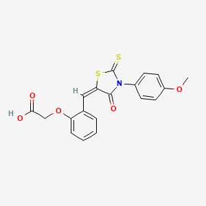 molecular formula C19H15NO5S2 B6420562 2-(2-{[(5E)-3-(4-methoxyphenyl)-4-oxo-2-sulfanylidene-1,3-thiazolidin-5-ylidene]methyl}phenoxy)acetic acid CAS No. 315682-07-6