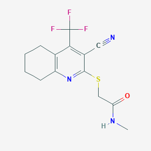 molecular formula C14H14F3N3OS B6420582 2-{[3-cyano-4-(trifluoromethyl)-5,6,7,8-tetrahydroquinolin-2-yl]sulfanyl}-N-methylacetamide CAS No. 905787-19-1