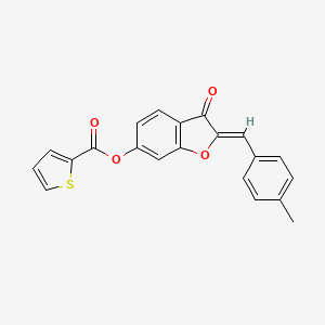 molecular formula C21H14O4S B6420590 (2Z)-2-[(4-methylphenyl)methylidene]-3-oxo-2,3-dihydro-1-benzofuran-6-yl thiophene-2-carboxylate CAS No. 622825-13-2