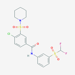 molecular formula C19H19ClF2N2O5S2 B6420593 4-chloro-N-(3-difluoromethanesulfonylphenyl)-3-(piperidine-1-sulfonyl)benzamide CAS No. 877818-59-2